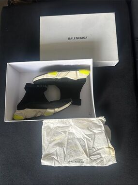 Balenciaga Black Sock Sneakers with Neon